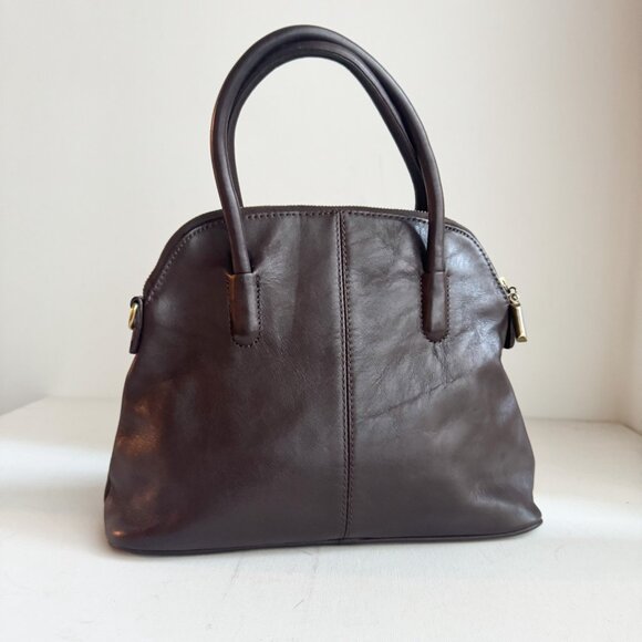 Vintage 90s Deep Dark Chestnut Brown Leather Handbag - Picture 4 of 8